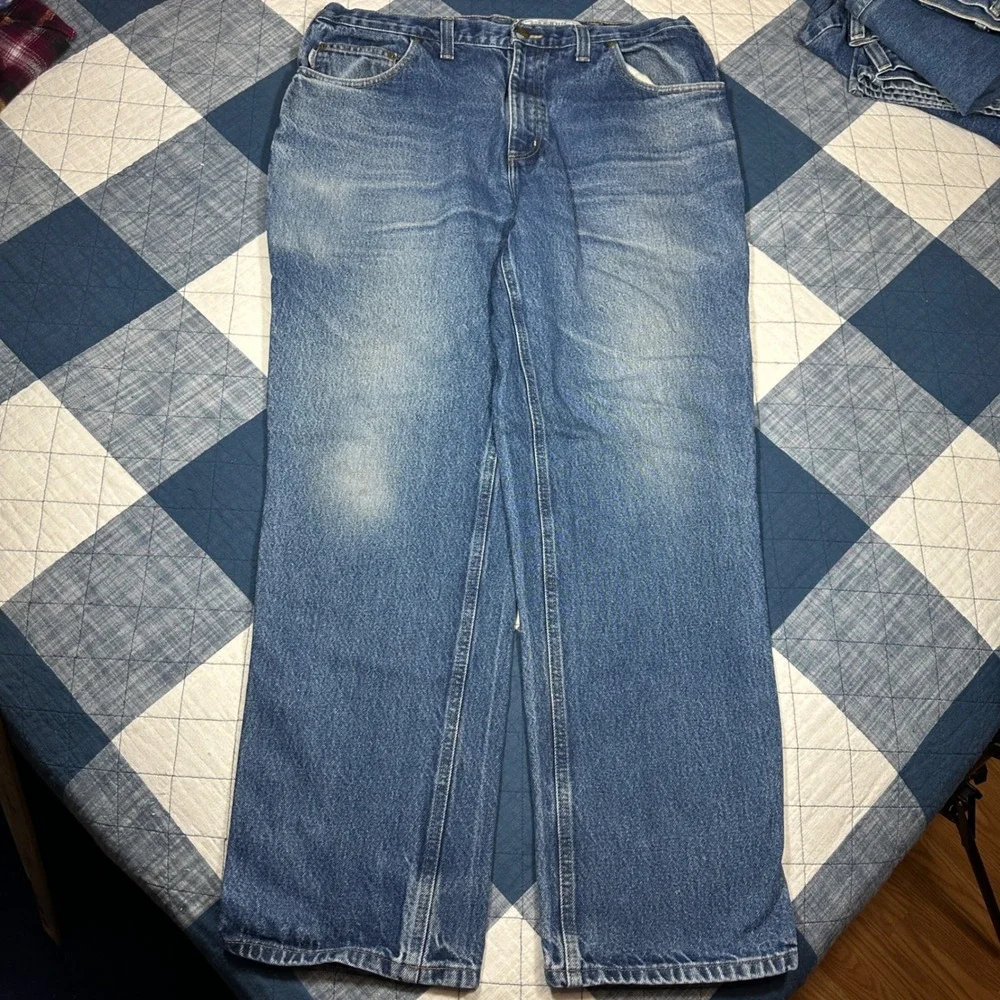 Carhartt Relaxed Fit Jeans Mens 38x32 Blue Denim Work Pants 381-83